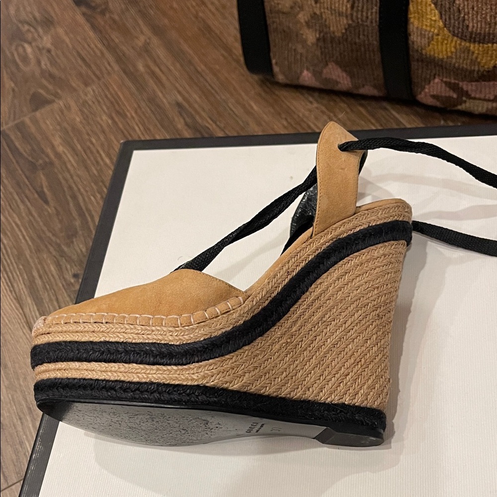 Gucci Tan and Black Espadrille Wedges - Picture 8 of 12